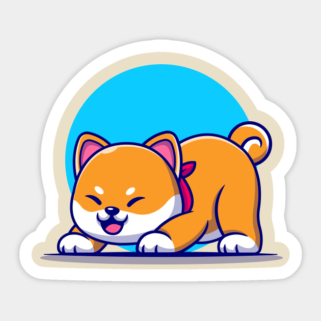 Cute Shiba Inu Dog Stretching Cartoon Sticker by Catalyst Labs